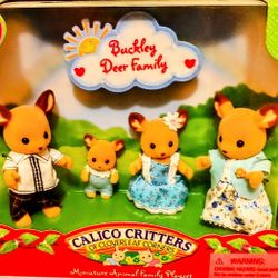 Sylvanian Families/Calico Critters New in Box Buckley Deer Family /The extremely HTF/baby girl in blue/Which is actually a factory flaw worth money!! 