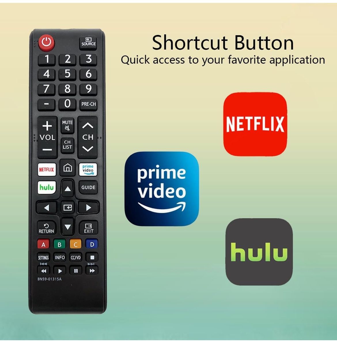 Universal Remote Control for Samsung Smart TV Replacement for Samsung LED LCD HDTV 3D Series TV Remote Control with Buttons for Netflix, Prime Video,h