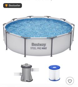 Bestway Steel Pro MAX 10' x 30" Above Ground Pool, Round Metal Frame Outdoor Swimming Pool Set with Filter Pump & Type I Cartridg
