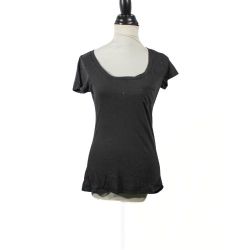 Vintage Y2k Black Round Neck Pocket Tee Juniors Medium Casual T Shirt