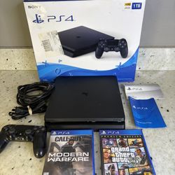 Sony PlayStation 4 PS4 Slim 1TB – Boxed Console Bundle – Tested – 2 Games