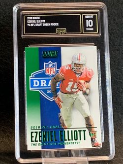 2016 Score ✨ Ezekiel Elliott ✨ NFL Draft Green Rookie GMA 10 💎 Mint - Dallas Cowboys / Patriots / Chargers