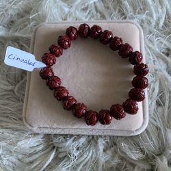 Cinnabar lotus carving bracelet 