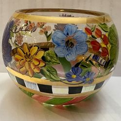 Mackenzie-Childs Courtly Check Glass Globe Vase