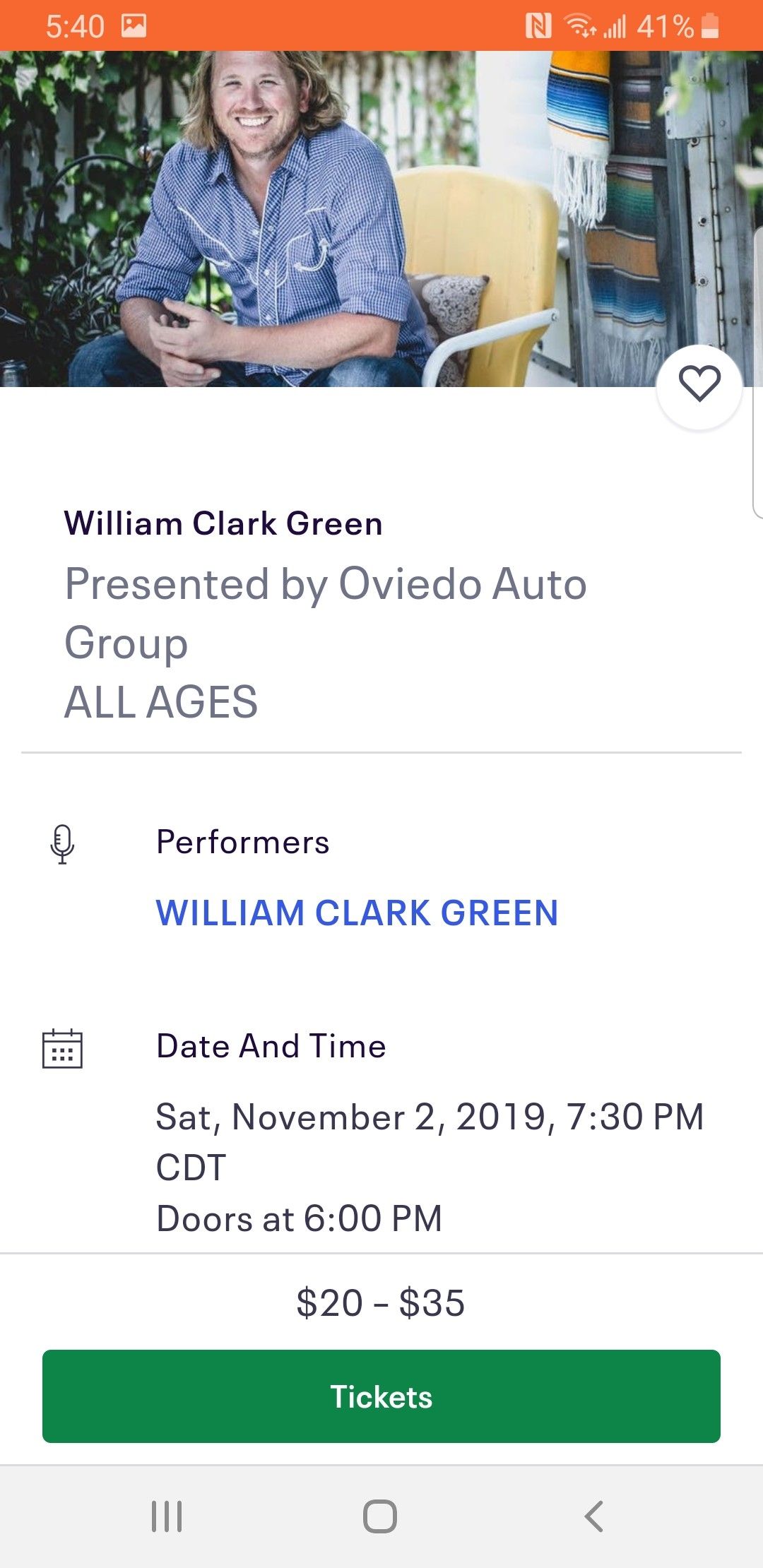 William clark green tickets