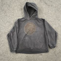 Post Co Oreo Cookie Embossed Hoodie Mens Large Gray Washed Pullover Sweatshirt