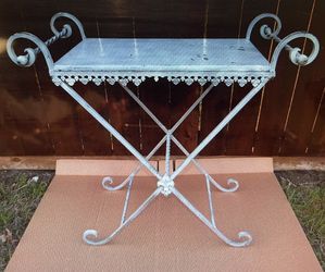 Wrought Iron Plant Stand  Metal Table  