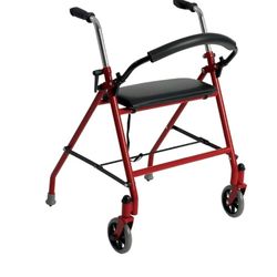 New Drive Medical  Foldable Rollator Walker with Seat, Red, ( reseda ca)