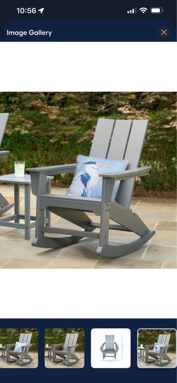 Gray HDPE Frame Adirondack Chair with Slat Seat