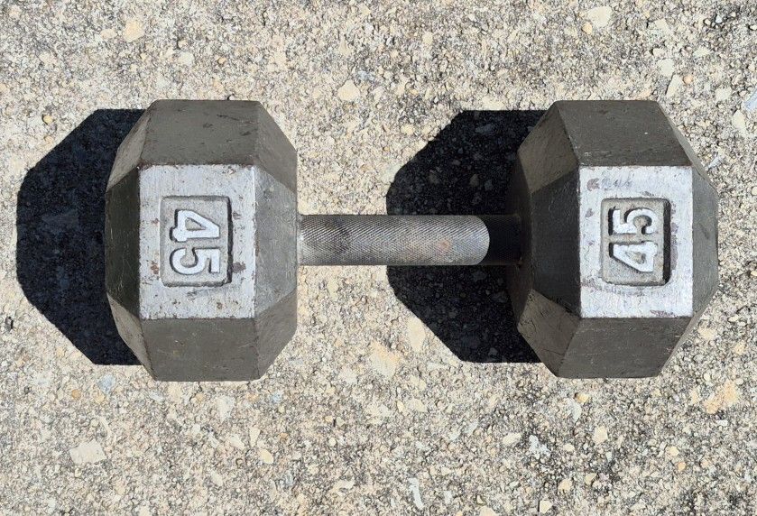 Cast Iron Hex Dumbbell, Single, Barbell 45lb