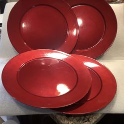 4 Red Charger Plates 13 Inch