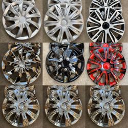 13” Wheel Covers Silver Chrome Black Red Hubcaps rim covers $40 each set of 4pcs tapas de rin polveras 13” negras grises cromadas rojas, mas tamaños d