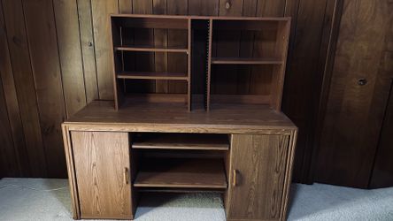 Desk with hutch wood walnut finish