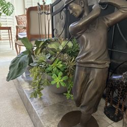 Vintage SF Bay Trading Golfer Statue 25” Bronze Tone Golf Sculpture 14.8 lbs USA