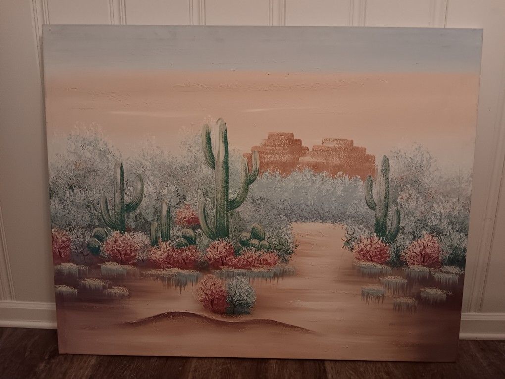 Desert Mountain Painting On Canvas