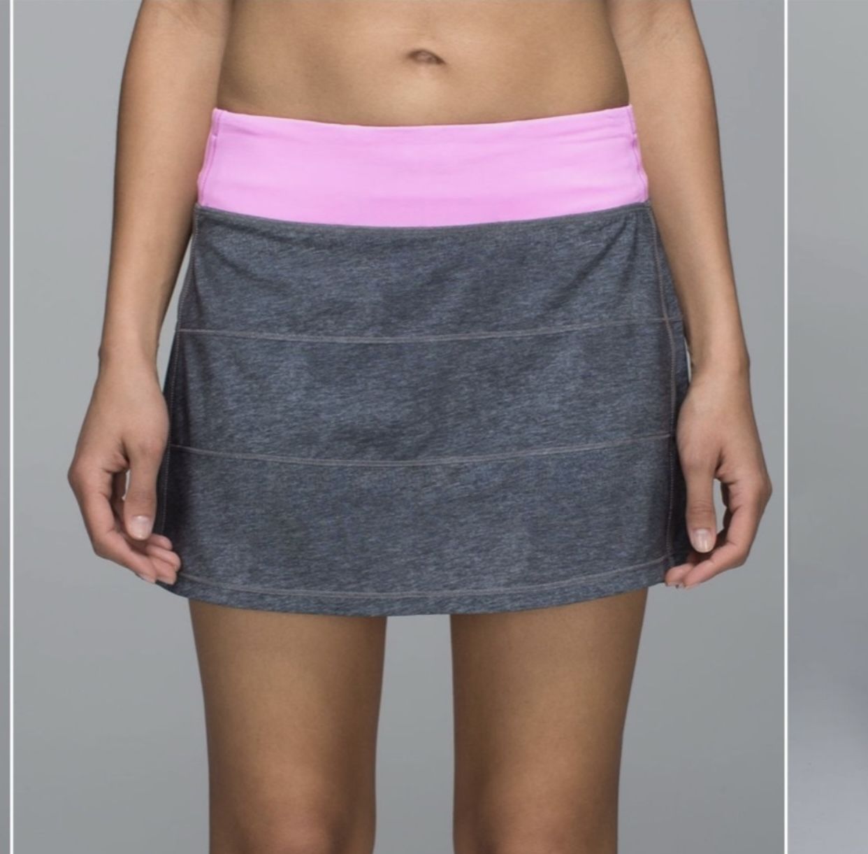 Lululemon Pace Rival Skirt II in Heathered Texture grey Deep Coal Vintage Pink
