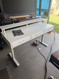 Standing desk with monitor stand & drawers LED light