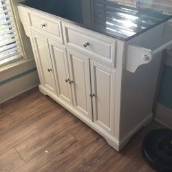 42” x 18” x 35” Wheeled Kitchen Cart (White)