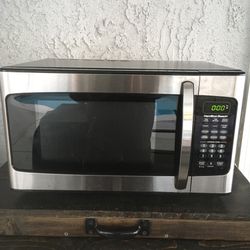 Black and Stainless Steel Microwave