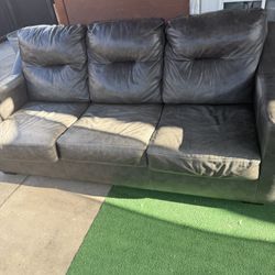 Grey Leather Couch 
