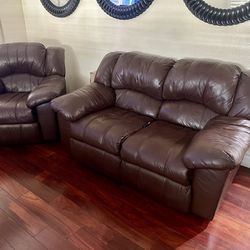 Leather couches set of 3 (all recliners) $900 or Best offer 