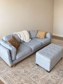 MCM 3-Seater Sofa & Tufted Ottoman Set
