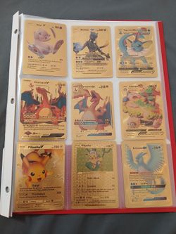 Pokemon binder with 27 cards. Includes Charizard, Mew, Mewtwo, Pikachu, Snorlax, Vapereon, and more. $10 for everything together
