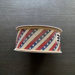Place & Time Patriotic Ribbon Tan, Red, & Blue For 4th Of July Decor