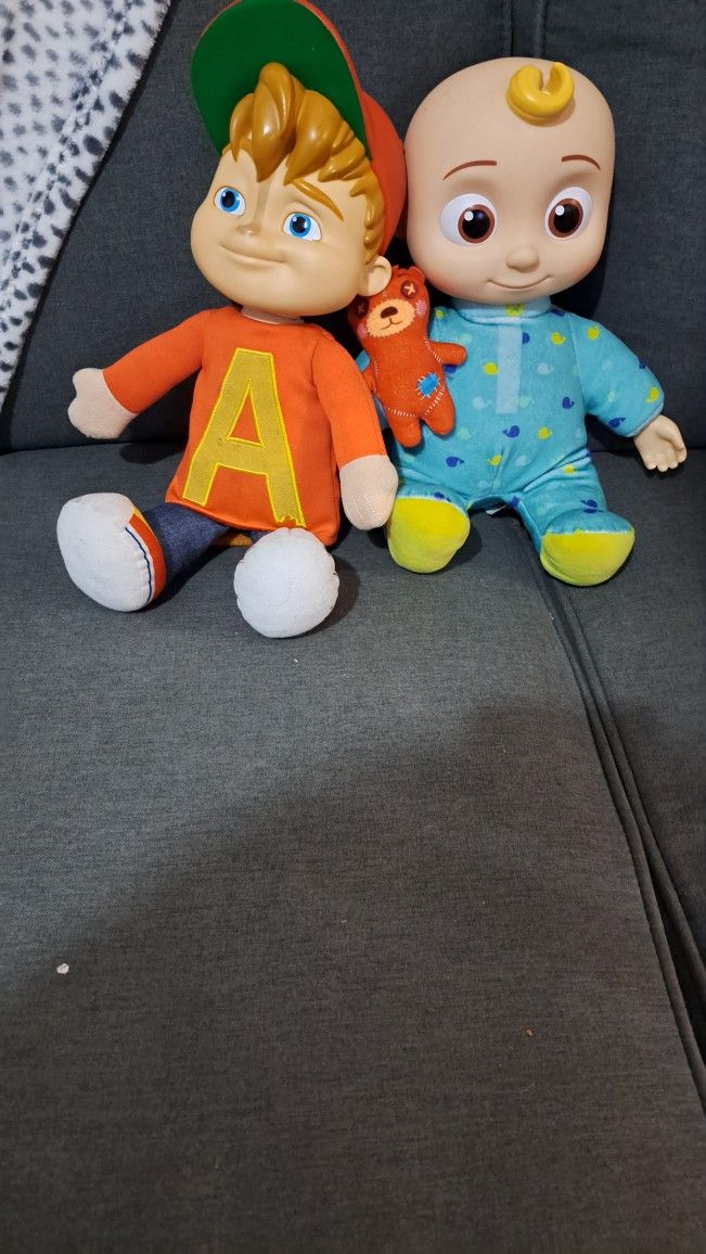 Coco Melon Doll, And Alvin Doll. 