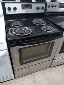 Whirlpool stainless and black coil-top stove - Free delivery