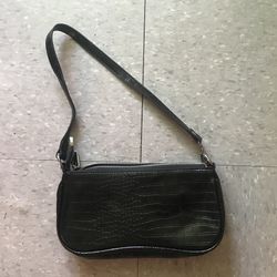 Vintage Black Alligator Shoulder Bag