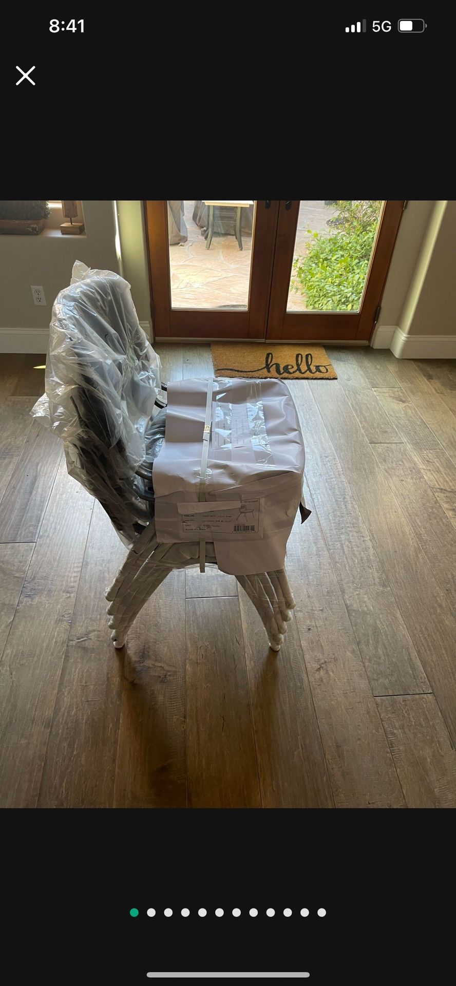 Set of 5 BRAND NEW, UNUSED Black Plastic Stackable/Stacking/Stack Chairs-Dining/Kitchen/Office/Desk