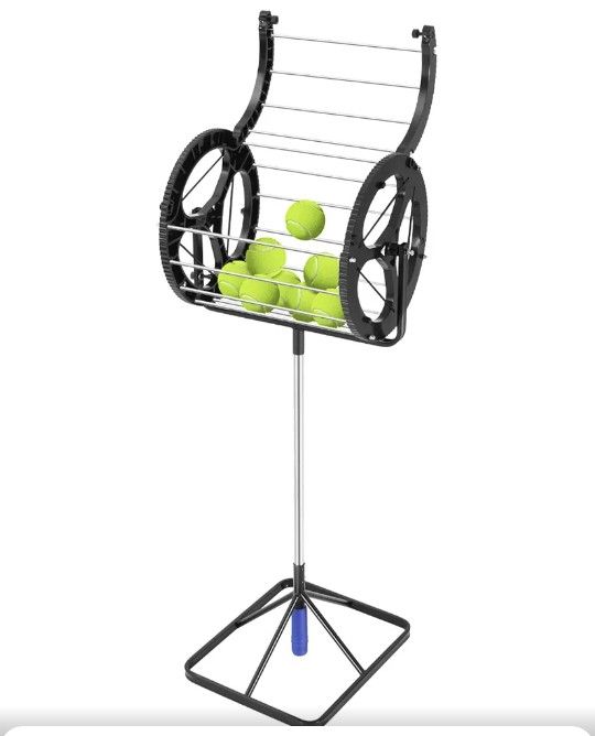2-in-1 Tennis Ball Pickup Automatic Ball Retractor with Handle,Tennis Ball Hopper,Tennis Field Equipment Auto Collector Picker Retractor 55 Tennis Bal