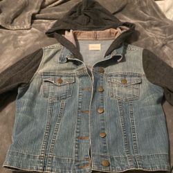 Jean Jacket With Fabric Spandex Sleeves And Jacket