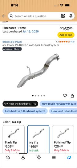 Afe power MACH Force-Xp  for jeep wrangler  muffler  delete