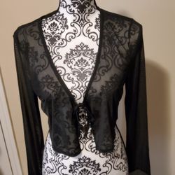 Wild Fable Black Sheer Crop Cardigan Size Small 