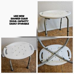 LIKE NEW, SHOWER CHAIR, 350LB CAPACITY 