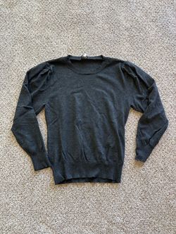 Cielo Women’s Sweater L Gray Solid Scoop Neck Knit Puff Long Sleeve Viscose