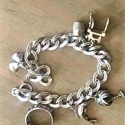 Massive Sterling Diver Charm Bracelet 