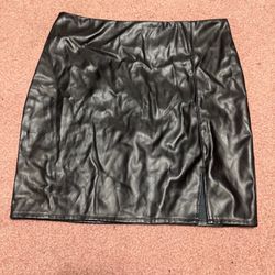 New small black pleather mini skirt goth gothic retro pencil
