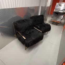 Jonathan Louis Faux Fur Black Chair Set Of 2 Chairs
