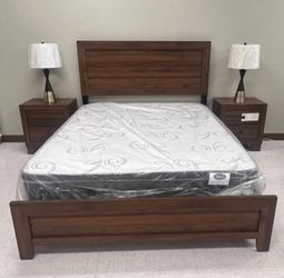 Bonito y Barato-Cama Pa Dormitorio y Mesas De Noche/Buró - Café O Gris- $0 Inicial-Queen O King- ENTREGA DE MISMO DÍA