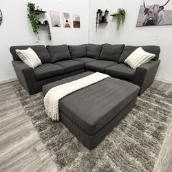 Living Spaces Grey Sectional Couch - Free Delivery 