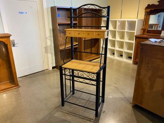 Industrial Wood and Metal Bakers Rack