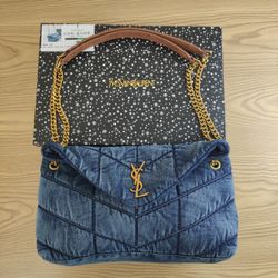saint laurent ysl louloupuffer Denim crossbody bag
