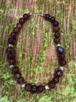 Amber and gold beads necklace