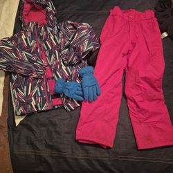 Ski Girls Outfit Size 8-10 Pants,jacket, Gloves