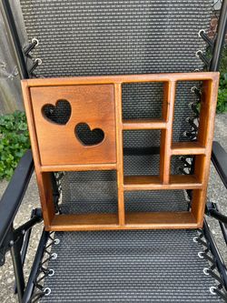Vintage 90s Wooden Wall Shelf Heart Cutout