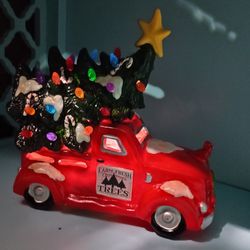 Northlight 8" Red LED Lighted Vintage Truck Hauling Christmas Tree