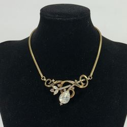 Vintage Trifari Alfred Philippe Gold-Tone Gems of India Rhinestone 14in Necklace